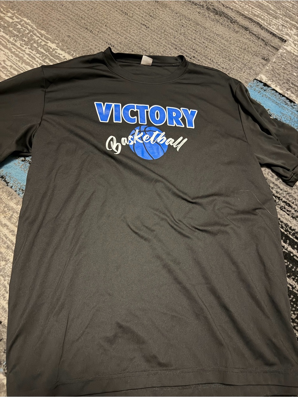 Sport-Tek Black Athletic Tee with Blue Logo